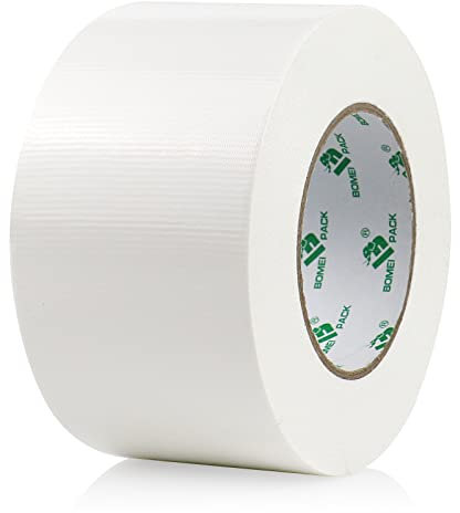 BOMEI PACK Universal - Ruban Adhésif Toilé Blanc, Heavy Duty Duct Tape 75MM x 50M pour les travaux de réparation, fixation, de scellage, d'étiquetage et de rénovation