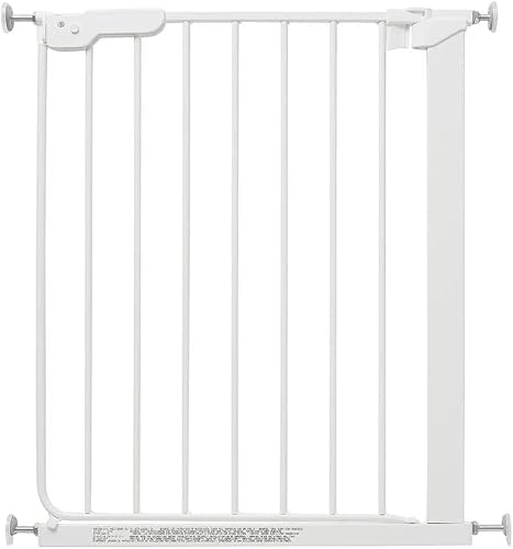 Safetots Super Narrow Baby Gate, 60.5cm - 66.5cm, White, Child Safety Barrier, Stair Gate for Toddler | No drilling required, one-handed operation, double locking mechanism, easy installation.