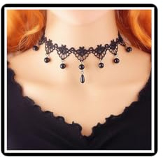 Halskette mit Kristall-Samt-Halsband Gothic-Strass-Spitze Vintage-Stil Vampir-Halsband Schmuck für Frauen Mädchen