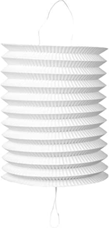 Zuglaternen aus Papier als Deko für Geburtstag, Party und Gartenparty | Ø16cm, Höhe 20cm, mit Metallbügel | Papierlaterne Laterne Lampion Partydeko, Farbe: Weiß