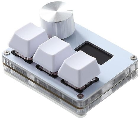 Mini Clavier Mécanique, Clavier USB-C Personnalisé RGB Déclenchement Rapide 3 Touches avec Bouton/écran/commutateur Magnétique (Color : White, Size : Magnetic Red Switch)