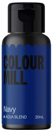 Colour Mill Aqua Blend Lebensmittelfarbe Wasserbasis, Navy, 20 ml | Hochkonzentriert, Flüssigkeit, Leuchtende Farben, zum Färben von Royal Icing, Macarons, Baiser, Fondant, Gelees und Getränken