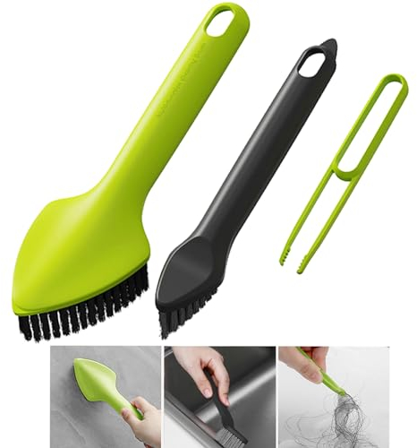 KASESSS 3 en 1 Multifuncional Cepillo de Limpieza de Grietas de Cerdas Duras, Cepillo Limpieza Hogar con Clip, Cepillo Limpieza Grietas con Ranura de Cabeza Triangular para Baño de Cocina, Paredes
