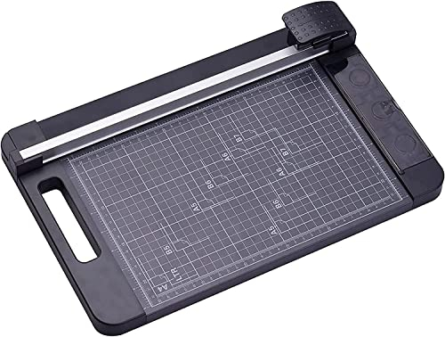 DELURA Papierschneider, Kleiner Papierschneider, tragbarer Papierschneider, multifunktionaler Papierschneider mit integrierter Sicherheitsklinge, geeignet for laminiertes Papier und Bastelprojekte