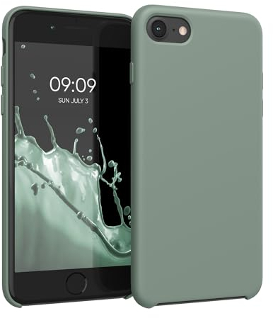 kwmobile Case Compatible with Apple iPhone SE (2022) / iPhone SE (2020) / iPhone 8 / iPhone 7 Case - TPU Silicone Phone Cover with Soft Finish - Rainwashed Green