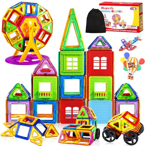 MULEVIP Magnetische Bausteine 82 PC Magnet Spielzeug Kinder,Lustiges Pädagogisches Bauspielzeug,Magnetspielzeug Magnete für Kinder,Geschenkauswahl für Jungen und Mädchen im Alter von 3-8 Jahren