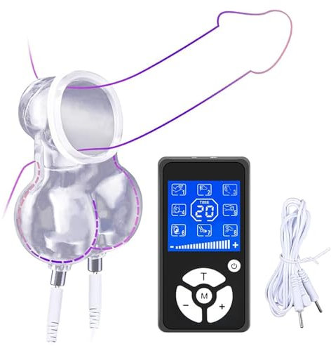 LZMYZ Elektro Shock Hodenhalter Hodenpresse Elektrische Stimulator Hoden Penis Ring E-Stim SM Bondage Hodenring Dual Penisgefängnis Penis Hodensack Set Scrotum Pouch Sexspielzeug für Männer