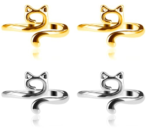 YUXIANLB Häkelring für Finger Metall Offene Garnführung Häkelringe Verstellbar Geflochten Schnelleres Stricken Fingerhut Zubehör für Häkeln Mutter Oma Geschenke (Gold Silber)