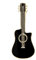 Broche bijou style guitare acoustique noir et doré, acier.