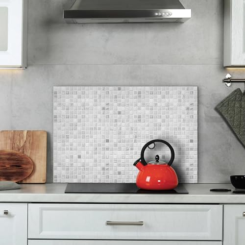 CREARREDA Spritzschutz für Küche aus Aluminium, made in Italy, Schutz für Herd und Wand, waschbar und einfach zu montieren, Spritzschutz aus Metall, 48 x 72 cm