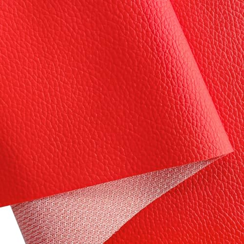 XHT Hochwertiges Kunstleder Meterware, Lederimitat, Wasserdicht, Nähen, Reparatur, Premium Lederstoff (Rot-100 x 160cm)