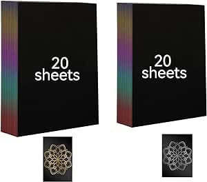 Creatorally Kratzpapier A4, Bastelpapier für Laser Gravur, Gold und Silber 40 Blatt Zum Kinder Zeichnen, Kunstbedarf, DIY, Weihnachten, Geburtstagsgeschenk