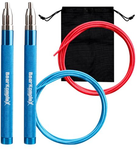 Bear KompleX Speed Skipping Rope for Boxing Training or Double Jump Exercises, Quick Assembly, 2 Lightweight Cables, 2 Handles, Royal Blue