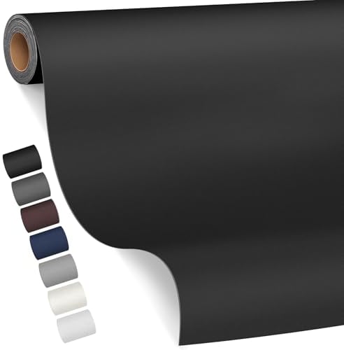 Kunstleder Selbstklebend, 80 x 200cm Leder Reparatur Set für Möbel, Sofa, Autositze, Taschen - Renovierung Kit (Glatt Schwarz)