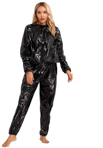 AIGOUT - Tuta da sauna unisex, per esercizi per la perdita di peso, sottile, per palestra, fitness e allenamento, anti-strappo e anti-sudore, Nero , XXL