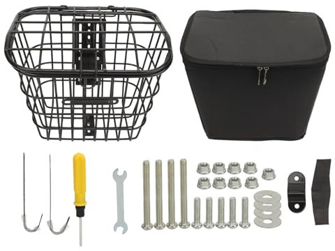Otufan Metall-Fahrradkorb vorne mit Installationswerkzeugen und wasserdichter Innentasche, robust universeller hängender Fahrradkorb für Haustierträger und Fahrradbox