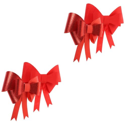IMIKEYA 4 Stück Beflockter Stoffbogen Schleifenknoten Haarschmuck Gardinenband Vorhang Schleife Ornament Outdoor-vorhänge Vorhangseile Außendekoration -Requisiten Beflocktes Tuch Rot