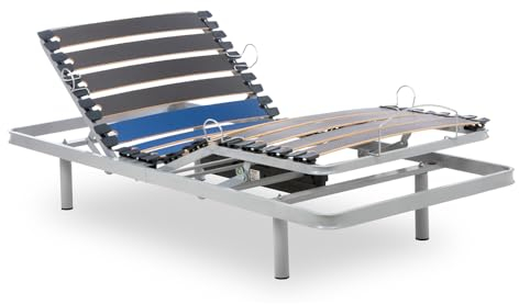 Geriafy - Elektrisch Verstellbarer Lattenrost Home Silver | 80x200 cm | Verstärkt und kompakt | Kabelgebundene Fernbedienung