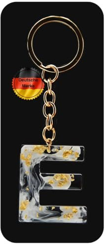 KEYSPACE Schlüsselanhänger Buchstabe-süße Buchstaben Anhänger Gold Weiß-elegant personalisierte Schlüsselanhänger mit Namen-kleine Geschenkideen Geburtstag Freundin (E)