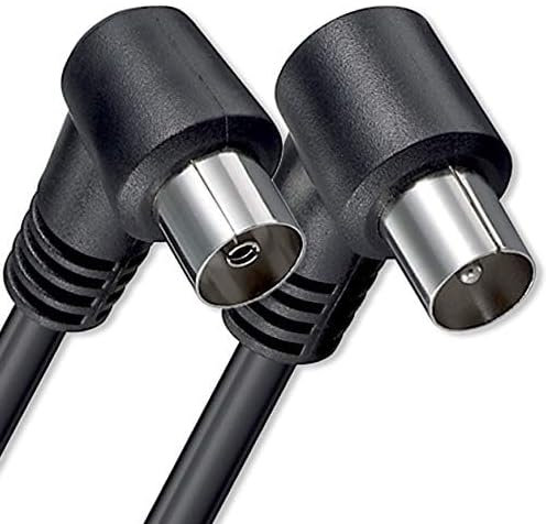 TECHZOCO Cavo antenna TV maschio femmina, cavo coassiale antenna TV, cavo antenna TV 90° a gomito cavo TV, decoder, 70dB, HDTV, DVB-T2, DVB-C, DVB-S, TV e radio, 75 Ohm, nero, 1,5 metri