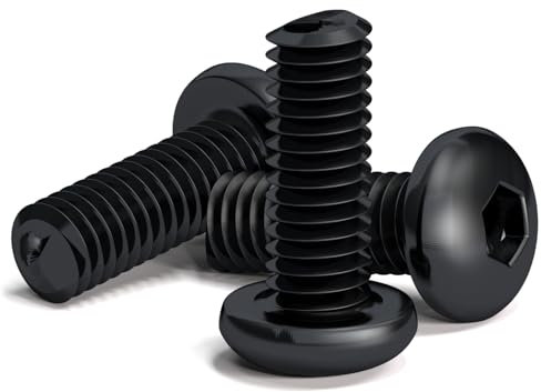 200 viti nere M3 x 8 mm con testa rotonda esagonale per chiave a brugola. Lega di acciaio classe 10.9. Lunghezza: 8 mm. Testa a bottone ISO 7380. Acciaio temprato al carbonio ad alta durezza