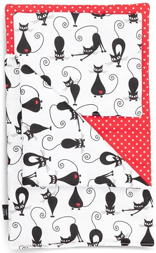 PinkZebra 3-teilig Puppenbettwäsche für große Puppen bis 48 cm, Decke + Kissen + Matratze, Puppenbettzeug mit Matratze, Bettwäsche aus Baumwolle, Katze