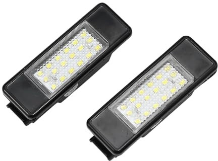 XhuangTech 2 Pack LED License Plate Lights for Peu-geot 106 1007 207 307 308 3008 406 407 508, 12V DC Waterproof 18-SMD Number Plate Lamp Taillight, Anti-scratch Rear Light 6000K White Light