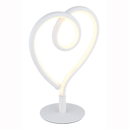GLOBO LED Tischleuchte Beistelllampe Wohnzimmerlampe Herz weiß Nachttischlampe Tischlampe, Metall Aluminium, 1x LED warmweiß, H 23,5 cm