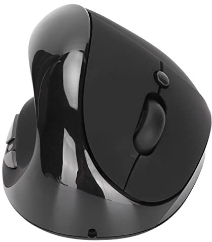 Yctze Linke Hand Vertikale Maus Linker Muis Ergonomische Abs Linke Hand Vertikale Vertikale Ergonomische Wiederaufladbar Mit USB Adapter DPI Für PC Vertikale Canhoto (Black)
