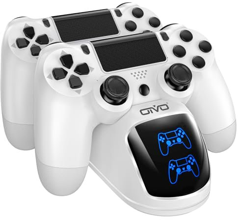 OIVO Cargador para Mando PS4, Base de Carga con Mando Playstation 4 con Chip de Carga de 1,8 Horas, Cargador PS4/ Playstation 4/Pro/Slim, Blanco