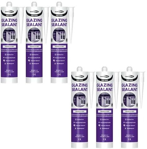 Bond It PRO-MATE Low Modulus Glazing Silicone – 6x Translucent, 310ml | Glazing Silicone Sealant Waterproof – Flexible – Weather-Resistant | Ideal Sealant for Doors – Windows & Building Maintenance