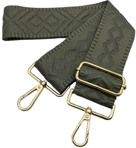 Verstellbarer Taschengurte Breit, 5cm Schultergurt für Tasche, Taschengurte zum Wechseln Goldener Karabiner Schulterriemen, Umhängegurt fur Damen Handtaschen Crossbody DIY, (Helles Armeegrün) 19