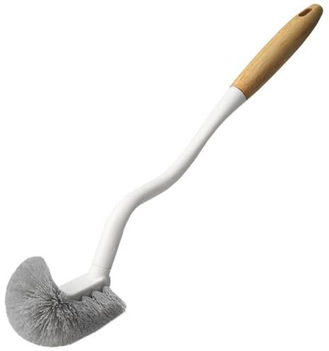 Brosse de Nettoyage pour Toilettes Brosse de Toilette Cuvette Toilette en Forme L pour Un Nettoyage Efficace avec Manche en Bois pour Toilettes à Manche Long 16x