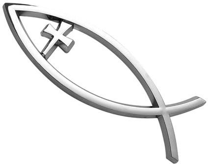 KMGDM Savior Ichthys Fisch-Autoaufkleber, selbstklebende Designs, religiöse Autofensteraufkleber für Fenster, Laptops und Gepäck
