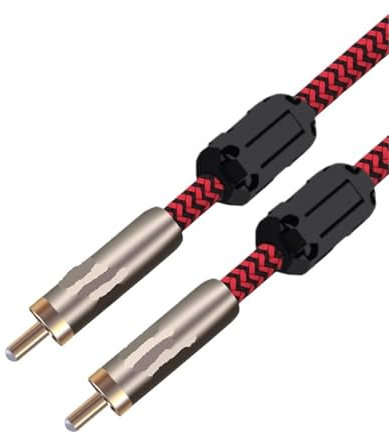 JIAOYINZI Cable de Audio Macho a Macho for DVD, Altavoz, subwoofer, Cable en ángulo Recto, Trenzado OFC de 1 m, 2 m, 3 m, 5 m y 8 m(Red S-S,2m)