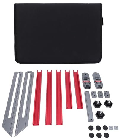 Xiuganpo Stair Tread Template Tool, Aluminum Alloy 17.9 to 58.9inch Staircase Step Treads Stair Tread Tool Jig Flooring Tools Include Scale Plate, Tie Rods, Star Knobs, Accessories