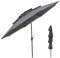 GOPLUS Parasol de Jardin Exterieur, Grand Parasol Inclinable 3M avec 30° Angle Réglable, Protection Solaire, Toit Triplé Ventilé, Manivelle, pour Terrasse, Jardin, Balcon (Gris)