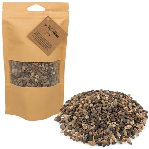 MIJOMA Deko-Flusssteine 400g – Natursteine 4–6 mm für Dekoration, Vasen, Aquarien, Modellbau, Basteln & DIY, Ziersteine aus echtem Naturmaterial, braun-gemischt