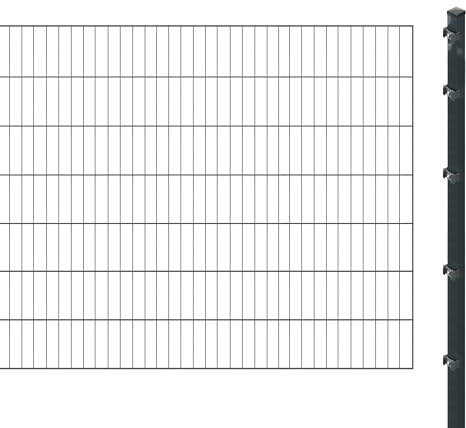 Einstabmattenzaun inkl. Pfosten zum Einbetonieren (Höhe: 140 cm, Länge: 4 m) | Einstabmatten in Anthrazit | UV- und witterungsbeständig