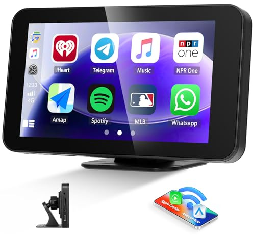 CAMECHO [2025] Navigationsgerät Wireless Carplay Android Auto, 4.7 Zoll HD Navi Touch Display mit Bluetooth EQ Ton FM Transmitter Airplay Android Cast mit AV-In Typ-C-Steckplatz