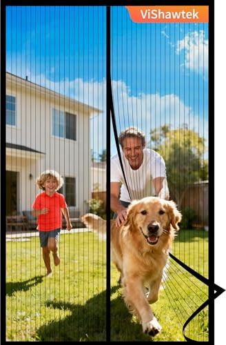 Vishawtek Magnet Fliegengitter Balkontür Ohne Bohren 95x200cm Schwarz | Insektenschutz Tür, Fliegenvorhang Terrassentür, Fliegennetz Balkontür, Moskitonetz Tür, Für Balkon, Haustür Und Terrasse