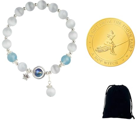 ARYIMYDP Zahnfee Geschenk Set mit Glitzernder Münze und Schmetterling Armband für Mädchen, Belohnung für den Wackelzahn, Ein Magisches Erinnerungsstück für Kinder, Geschenk für Kleine Mädchen