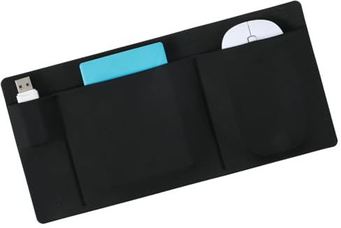 3-Pocket Mouse Holder for Laptop Stick on, External Hard Drive Sleeve for Laptop, Adhesive Pocket Storage Sleeve for Mouse/HDD/SSD