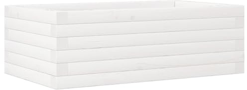 Lumanois Jardinera de Madera Maciza de Pino Blanca 70x40x23 cm,Casa y jardín, Maceteros y jardineras,9.8kg-847219