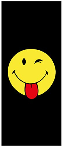 Brandsseller Badetuch Smiley 92x187 cm Strandtuch Handtuch Strandlaken - Schwarz Smiley