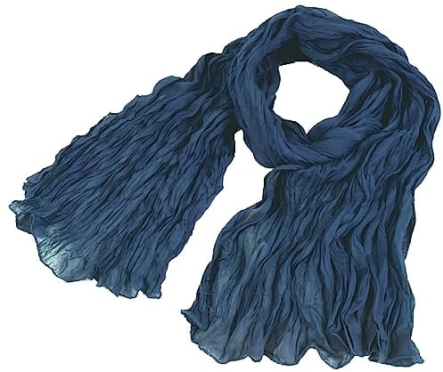 GURU SHOP Indisches Baumwolltuch, Schal, Krinkelschal - Nachtblau, Herren/Damen, Baumwolle