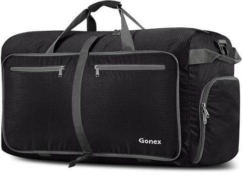 Gonex 100L Travel Duffel Bag Foldable Water Resistant Travel Bag Lightweight Duffel Bag with Big Capacity for Luggage Gym Sports Black