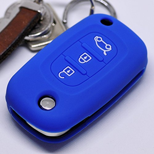Soft Case Schutz Hülle Auto Schlüssel für Renault Twingo Clio Smart Forfour Klappschlüssel 3 Tasten Remote/Farbe Blau