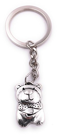 H-Customs Teddy Bär Kuscheltier Schlüsselanhänger Anhänger Silber aus Metall