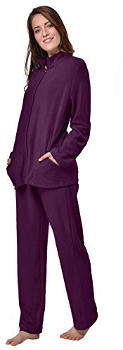 RAIKOU Tuta Casa in Pile per Donna - Tempo Libero, Ginnastica, Jogging, Training Sportiva Casual - Pigiama (52-54, Granata)